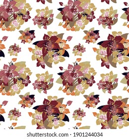 Elegant seamless pattern with orchid flowers, design elements. Floral  pattern for invitations, cards, print, gift wrap, manufacturing, textile, fabric, wallpapers