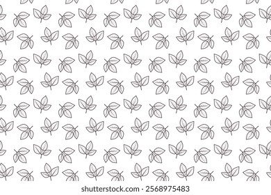 Elegant seamless pattern of outlined leaves on white background. Perfect for textile prints, wallpaper, wrapping paper, or website design.  Clean minimalist style.