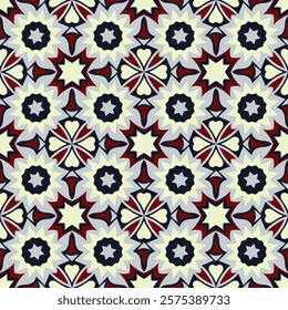 Elegant seamless pattern. Overlapping art forms, stripes, polygons, segments are grouped and arranged in a certain order. Vector.