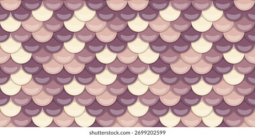 Elegant seamless pattern of overlapping scales in soft pastel purples and creams.  Perfect for textile design, backgrounds, or website decoration.