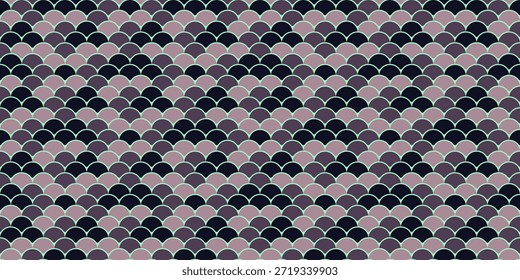 Elegant seamless pattern of overlapping scales in muted purples and dark blues.  Perfect for backgrounds, textiles, or website design. Evokes a sense of sophistication and subtle texture.