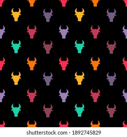 Elegant seamless pattern with Ox zodiac symbols of Chinese New Year, design element. Can be used for invitations, cards, print, gift wrap, manufacturing, textile, fabric, wallpapers. 2021 zodiac theme