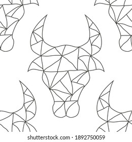 Elegant seamless pattern with Ox zodiac symbols of Chinese New Year, design element. Can be used for invitations, cards, print, gift wrap, manufacturing, textile, fabric, wallpapers. 2021 zodiac theme
