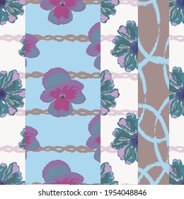 Elegant seamless pattern with pansy and aster flowers, design elements. Floral  pattern for invitations, cards, print, gift wrap, manufacturing, textile, fabric, wallpapers