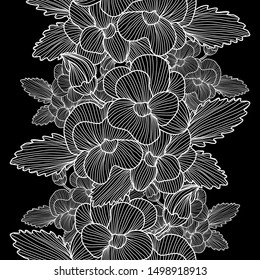 Elegant seamless pattern with pansy flowers, design elements. Floral  pattern for invitations, cards, print, gift wrap, manufacturing, textile, fabric, wallpapers