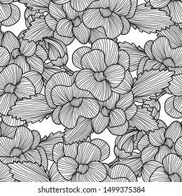 Elegant seamless pattern with pansy flowers, design elements. Floral  pattern for invitations, cards, print, gift wrap, manufacturing, textile, fabric, wallpapers