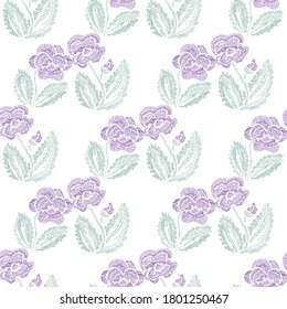 Diseño elegante y sin fisuras con flores de color marrón y elementos de diseño. Patrón floral para invitaciones, tarjetas, impresiones, envoltura de regalo, manufactura, textiles, tela, papel pintado. Estilo de bordado