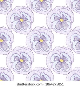 Elegant seamless pattern with pansy flowers, design elements. Floral  pattern for invitations, cards, print, gift wrap, manufacturing, textile, fabric, wallpapers