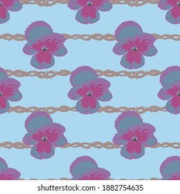 Elegant seamless pattern with pansy flowers, design elements. Floral  pattern for invitations, cards, print, gift wrap, manufacturing, textile, fabric, wallpapers