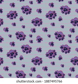 Elegant seamless pattern with pansy flowers, design elements. Floral  pattern for invitations, cards, print, gift wrap, manufacturing, textile, fabric, wallpapers