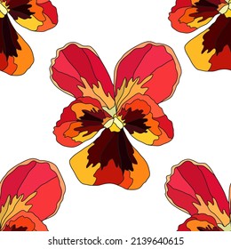 Elegant seamless pattern with pansy flowers, design elements. Floral  pattern for invitations, cards, print, gift wrap, manufacturing, textile, fabric, wallpapers