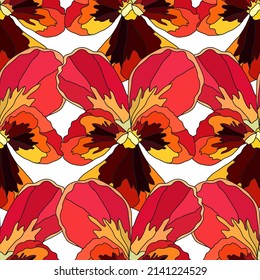 Elegant seamless pattern with pansy flowers, design elements. Floral  pattern for invitations, cards, print, gift wrap, manufacturing, textile, fabric, wallpapers