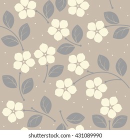 Elegant seamless pattern with pastel flowers and leaves can be used for wallpapers, surface textures, textile, kids cloth, pattern fills and more creative designs. 