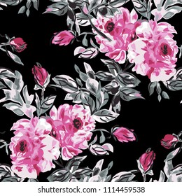 Elegant seamless pattern with peony flowers, design elements. Floral  pattern for invitations, cards, print, gift wrap, manufacturing, textile, fabric, wallpapers