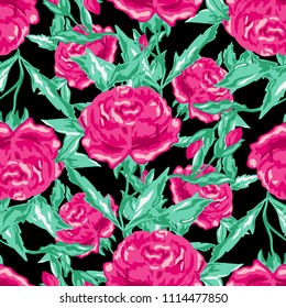 Elegant seamless pattern with peony flowers, design elements. Floral  pattern for invitations, cards, print, gift wrap, manufacturing, textile, fabric, wallpapers