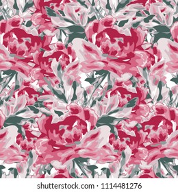 Elegant seamless pattern with peony flowers, design elements. Floral  pattern for invitations, cards, print, gift wrap, manufacturing, textile, fabric, wallpapers