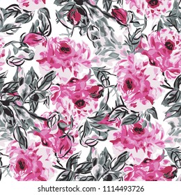Elegant seamless pattern with peony flowers, design elements. Floral  pattern for invitations, cards, print, gift wrap, manufacturing, textile, fabric, wallpapers