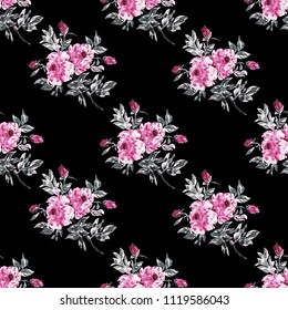 Elegant seamless pattern with peony flowers, design elements. Floral  pattern for invitations, cards, print, gift wrap, manufacturing, textile, fabric, wallpapers