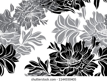 Elegant seamless pattern with peony flowers, design elements. Floral  pattern for invitations, cards, print, gift wrap, manufacturing, textile, fabric, wallpapers