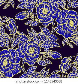 Elegant seamless pattern with peony flowers, design elements. Floral  pattern for invitations, cards, print, gift wrap, manufacturing, textile, fabric, wallpapers