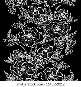 Elegant seamless pattern with peony flowers, design elements. Floral  pattern for invitations, cards, print, gift wrap, manufacturing, textile, fabric, wallpapers