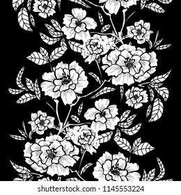 Elegant seamless pattern with peony flowers, design elements. Floral  pattern for invitations, cards, print, gift wrap, manufacturing, textile, fabric, wallpapers