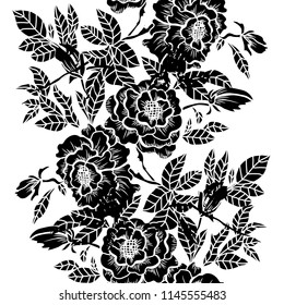 Elegant seamless pattern with peony flowers, design elements. Floral  pattern for invitations, cards, print, gift wrap, manufacturing, textile, fabric, wallpapers