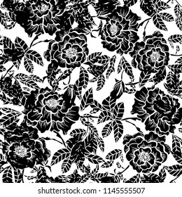 Elegant seamless pattern with peony flowers, design elements. Floral  pattern for invitations, cards, print, gift wrap, manufacturing, textile, fabric, wallpapers