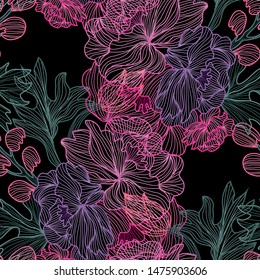 Elegant seamless pattern with peony flowers, design elements. Floral  pattern for invitations, cards, print, gift wrap, manufacturing, textile, fabric, wallpapers
