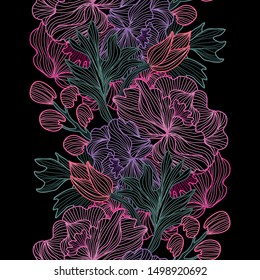 Elegant seamless pattern with peony flowers, design elements. Floral  pattern for invitations, cards, print, gift wrap, manufacturing, textile, fabric, wallpapers
