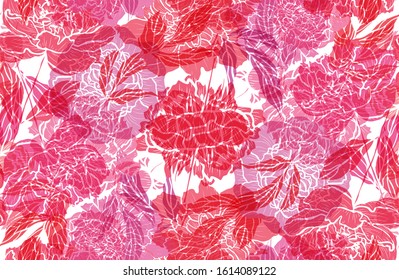 Elegant seamless pattern with peony flowers, design elements. Floral  pattern for invitations, cards, print, gift wrap, manufacturing, textile, fabric, wallpapers