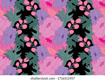 Elegant seamless pattern with peony flowers, design elements. Floral  pattern for invitations, cards, print, gift wrap, manufacturing, textile, fabric, wallpapers