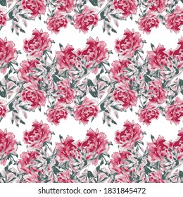 Elegant seamless pattern with peony flowers, design elements. Floral  pattern for invitations, cards, print, gift wrap, manufacturing, textile, fabric, wallpapers