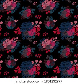 Elegant seamless pattern with peony flowers, design elements. Floral  pattern for invitations, cards, print, gift wrap, manufacturing, textile, fabric, wallpapers