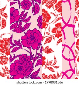 Elegant seamless pattern with peony flowers, design elements. Floral  pattern for invitations, cards, print, gift wrap, manufacturing, textile, fabric, wallpapers