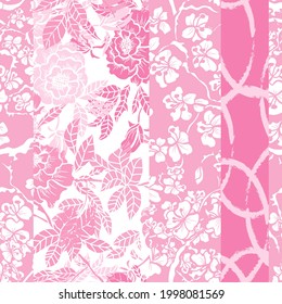 Elegant seamless pattern with peony and sakura, design elements. Floral  pattern for invitations, cards, print, gift wrap, manufacturing, textile, fabric, wallpapers