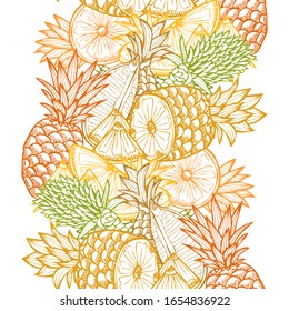 Elegante patrón impecable con frutas de piña, elementos de diseño. Patrón de frutas para invitaciones, tarjetas, impresión, envoltura de regalo, manufactura, textiles, tela, papel pintado. Comida, cocina, temática vegetariana