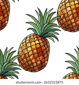 Elegant seamless pattern with pineapples, design elements. Fruit pattern for invitations, cards, print, gift wrap, manufacturing, textile, fabric, wallpapers
