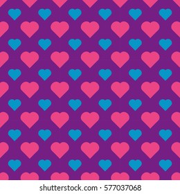 Elegant seamless pattern with pink and blue hearts