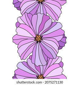 Elegant seamless pattern with pink cosmos flowers, design elements. Floral  pattern for invitations, cards, print, gift wrap, manufacturing, textile, fabric, wallpapers