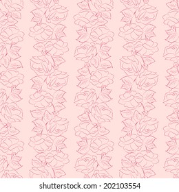Elegant seamless pattern with pink hand drawn roses. Vector illustration.