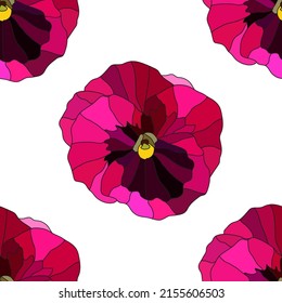 Elegant seamless pattern with pink pansy flowers, design elements. Floral  pattern for invitations, cards, print, gift wrap, manufacturing, textile, fabric, wallpapers