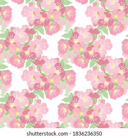 Elegant seamless pattern with pink sakura flowers, design elements. Floral  pattern for invitations, cards, print, gift wrap, manufacturing, textile, fabric, wallpapers