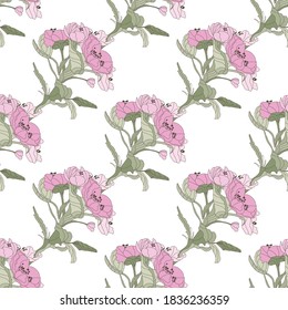 Elegant seamless pattern with pink sakura flowers, design elements. Floral  pattern for invitations, cards, print, gift wrap, manufacturing, textile, fabric, wallpapers