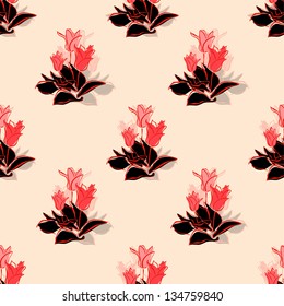 elegant seamless pattern with pink tulip flowers for your design