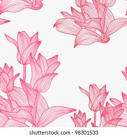 elegant seamless pattern with pink tulip flowers for your design