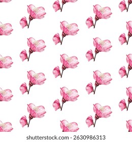 Elegante padrão sem emenda de flores cor de água rosa no branco. Perfeito para tecido, papel de parede ou envoltório de presente, adicionando charme e sofisticação a qualquer projeto criativo.