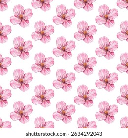 Elegante padrão sem emenda de flores cor de água rosa no branco. Perfeito para tecido, papel de parede ou envoltório de presente, adicionando charme e sofisticação a qualquer projeto criativo.