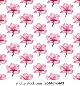 Elegante padrão sem emenda de flores cor de água rosa no branco. Perfeito para tecido, papel de parede ou envoltório de presente, adicionando charme e sofisticação a qualquer projeto criativo.