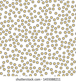 Elegant Seamless pattern Polka yellow color in a frame of a black circle. Perfect for your design, textile, pattern fills, box, posters, cards, etc. Pattern under the mask. Vector.